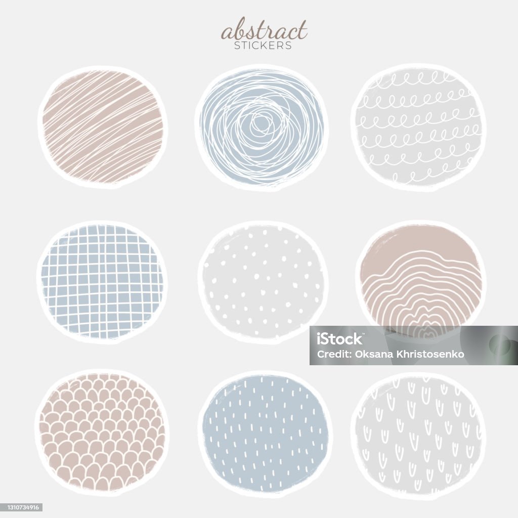 Pastel Sticker Abstract Set Stickers For Printing In Pastel Colors Stock Illustration ...