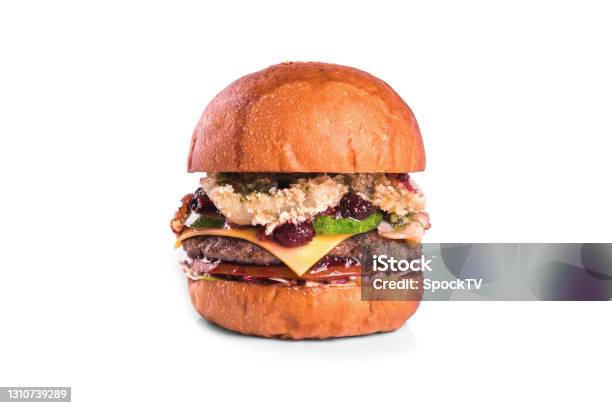 Very Luscious Air Bun And Marbled Beef Delicious Beef Burger Decorated On A White Background Stock Photo - Download Image Now