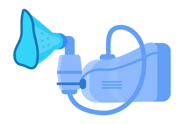 ilustrações, clipart, desenhos animados e ícones de inalador, vetor de ícone de nebulização. equipamento para tratamento de bronquite. - nebulizer