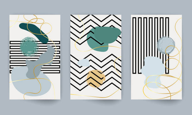 istock Geometric modern art. Colorful poster with geometric shapes. Abstract cover flyer set. 1310751549