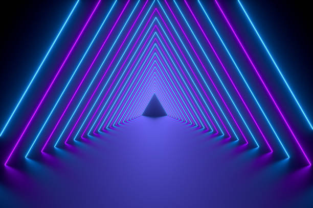 istock Abstract exhibition background with ultraviolet neon lights, glowing lines 1310754173