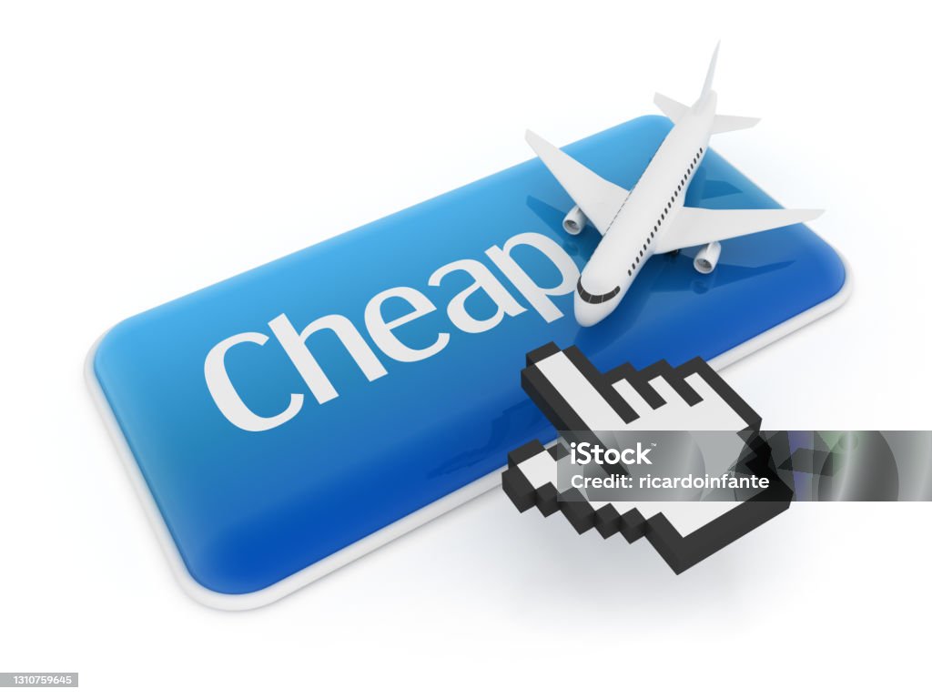 Cheap Button Hand Cursor On Cheap Button Stock Photo - Download Image Now - Airplane ...