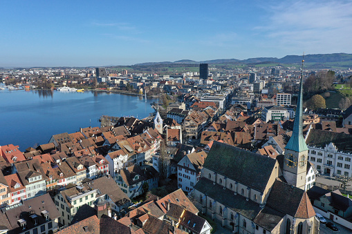 View over the old city center in Muhlhausen, Germany