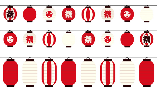 Vector illustration of summer festival lanterns lined up