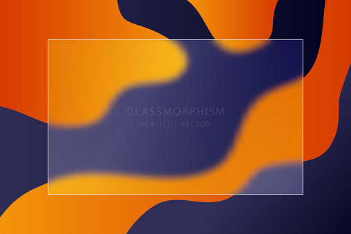 Glassmorphism effect with transparent glass plate on 