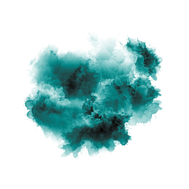 istock Artistic drawing Green blue tones Gradient chaotic ink smudges isolated on white backdrop Aquarelle burst Abstract pattern Creative artwork 1310775575