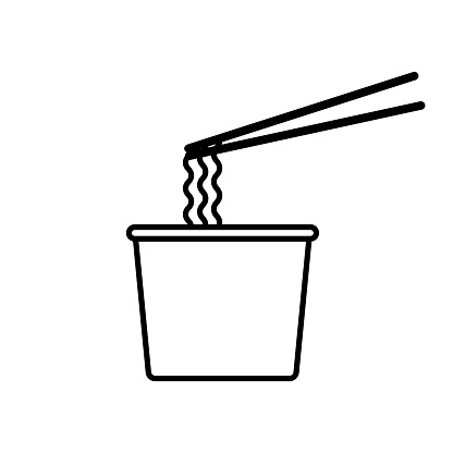Noodle cup icon outline. Simple flat design. Illustration isolated on white bacground