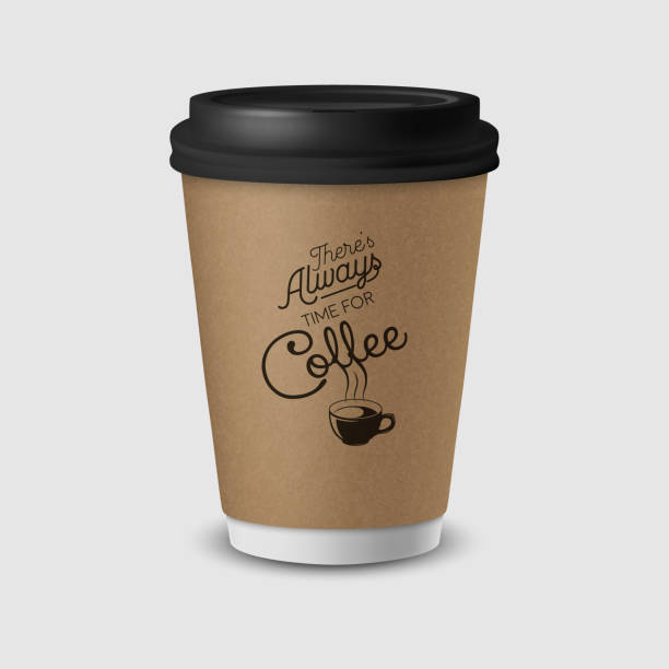 illustrations, cliparts, dessins animés et icônes de vector 3d realistic brown paper disposable cup with black lid isolated on white background vector 3d realistic brown paper disposable cup with black lid isolated on white background vector 3d realistic brown paper disposable cup with black lid isolated on  - coffee cup black coffee isolated