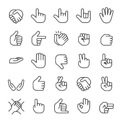 Hand gesture icons, vector illustration.