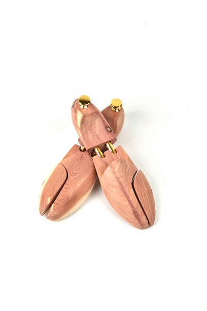 istock Wooden shoe lasts on a white background. 1310793500