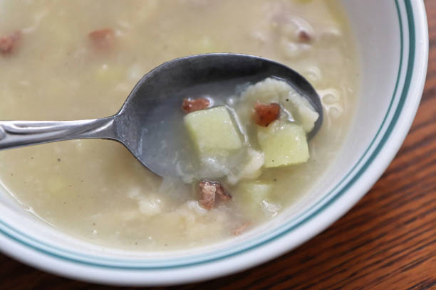 istock A homemade rustic soup of potato and egg noodle drops 1310794920