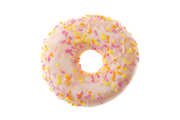 istock Donut close-up on a white background. Round donut isolated on white background. 1310797186