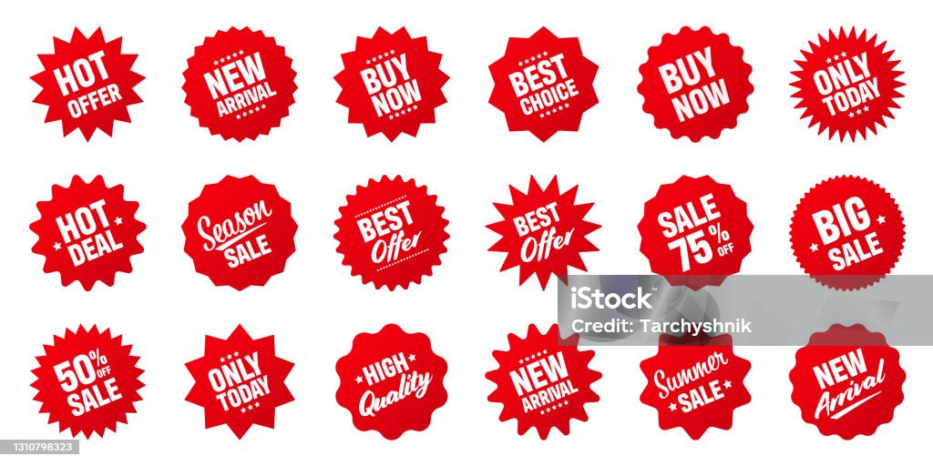 Realistic Red Tilted Price Tags Collection Special Offer Or Shopping  Discount Label Retail Paper Sticker Promotional Sale Badge Vector  Illustration Stock Illustration - Download Image Now - iStock