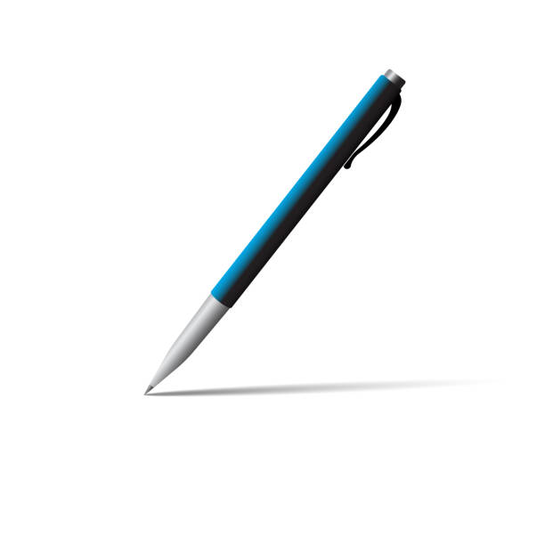 istock Blue and silver color pen, Vector and illustration ballpoint pen design mockup 1310799250