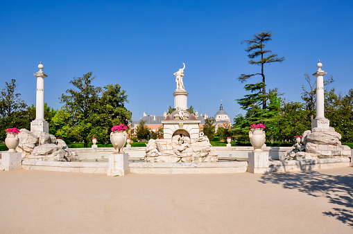 Monument in gardens of Aranjuez palace outside Madrid, Spain