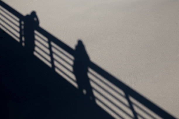 istock Backlit bridge and civilian sun shadows. 1310799603