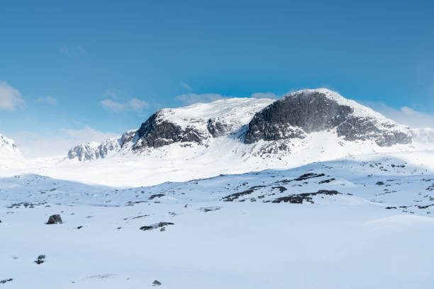ノルウェー南部のヴィンジェとレルダルの間のハルダンゲルヴィッダ国立公園の南部にある高い山々、ハウケリフィエル - telemark skiing ストックフォトと画像