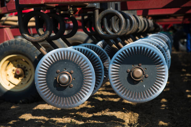 Tractor during plowing. Agricultural tillage in spring