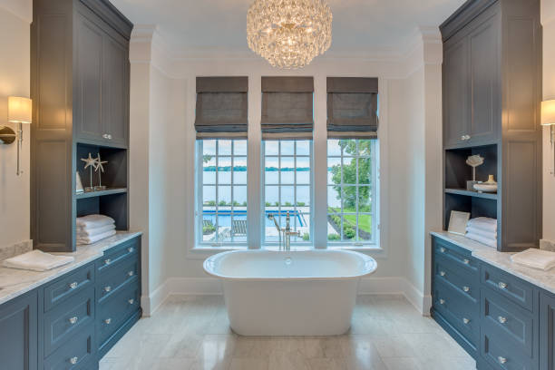 istock Vanity area on each side of freestanding bathtub 1310803433