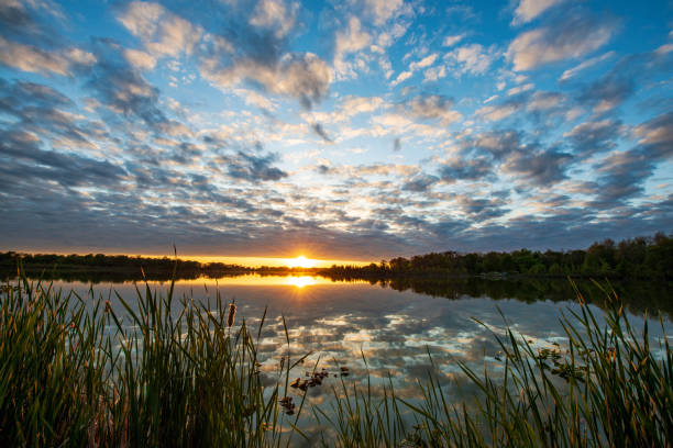 The Clouds Reflect in the Water as the lake acts like a mirror.