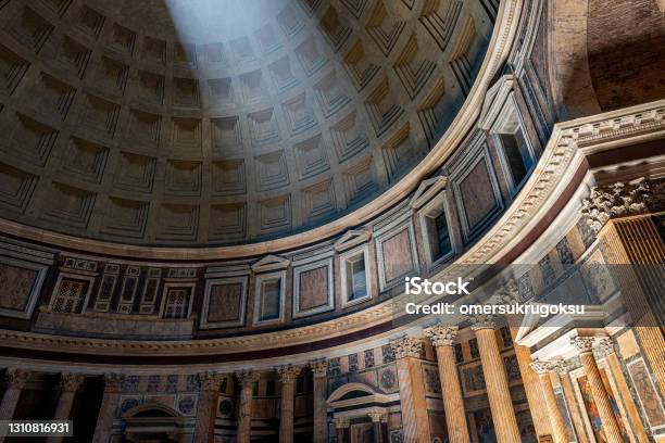 Pantheon Dome View From Inside In Rome Italy Stock Photo - Download Image Now - Church, Italy, Rome - Italy