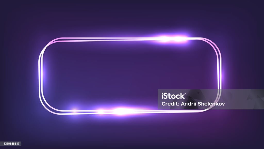 Neon Rounded Rectangle Frame Design Neon Double Rounded Rectangular Frame Stock Illustration - Download ...