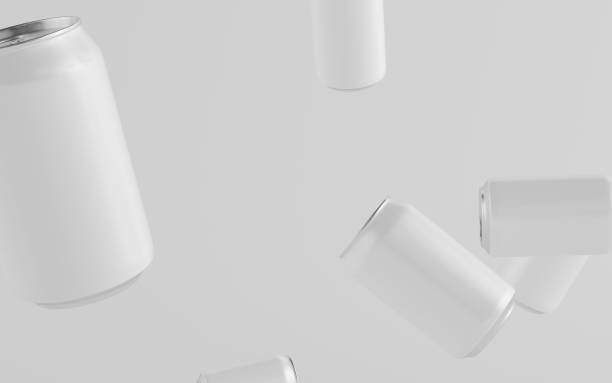 istock 12 oz. / 330ml Aluminium Can Mockup - Multiple Floating Cans. Blank Label 1310818940
