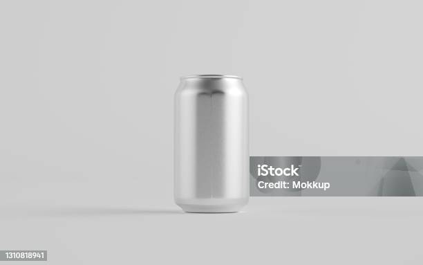 12 Oz 350ml Aluminium Can Mockup One Can Stock Photo - Download Image Now - Can, Aluminum, Routine