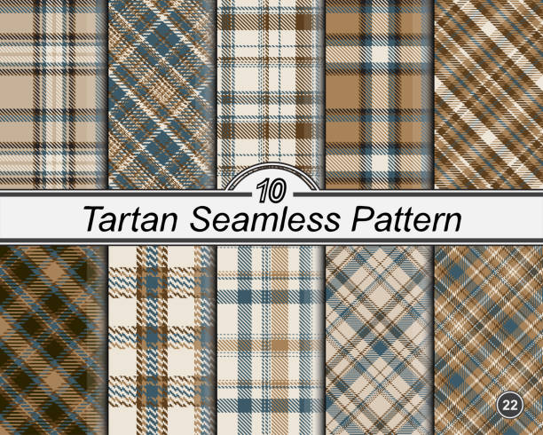 ÐÑновнÑе RGB Tartan pattern set. Abstract checkered texture seamless background. Straight and oblique scottish cage. Vector graphics printing on fabrics, shirts and textiles. tsp stock illustrations