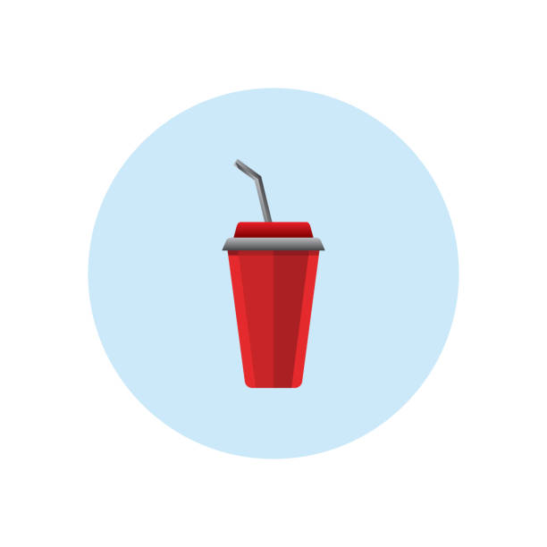 ilustrações de stock, clip art, desenhos animados e ícones de paper glass icon. paper red cups with straws for soda or cold beverag - beverag