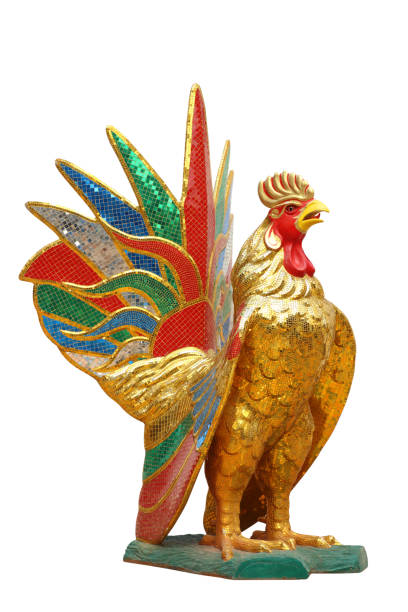 istock gold chicken statue isolated on white background. 1310840315
