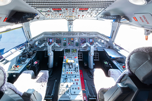 Cockpit of bussines jet