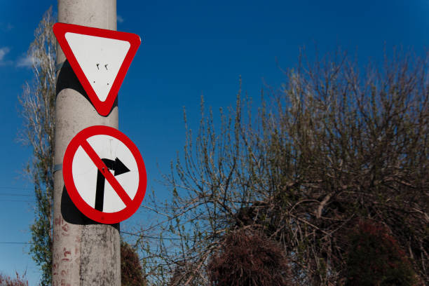 istock Road signs on the concrete machine 