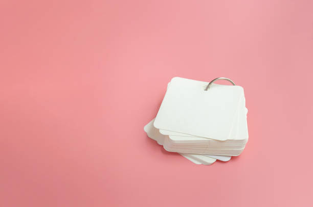 Stack of Blank flash cards on pink background for your design, Mockup concepts