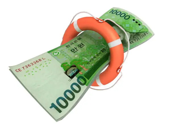 South Korean won money finance crisis help risk insurance lifebelt