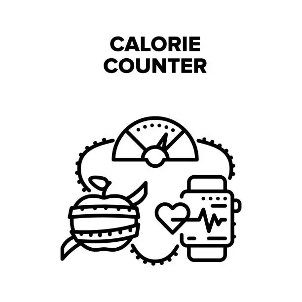 Vector illustration of Calorie Counter Vector Black Illustration