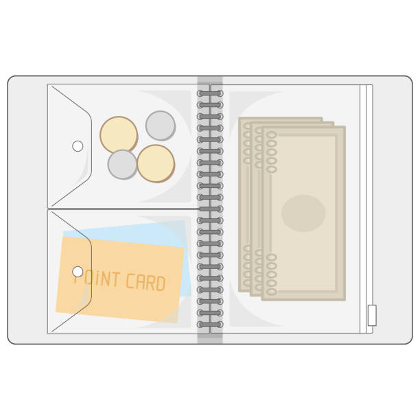 ilustraciones, imágenes clip art, dibujos animados e iconos de stock de ilustración de la gestión del dinero con una carpeta. - ring binder tabs book paying