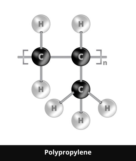 векторная шаровая и палка модели термопластичного полимерного полипропилена pp изолированы на белом. - hydrogen molecule white molecular structure stock illustrations