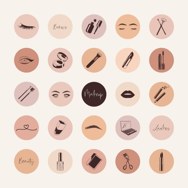 Ilustración de Iconos Cosméticos Elementos De Maquillaje Maquillaje Artista  Redes Sociales Destacan Portadas y más Vectores Libres de Derechos de  Maquillaje - iStock