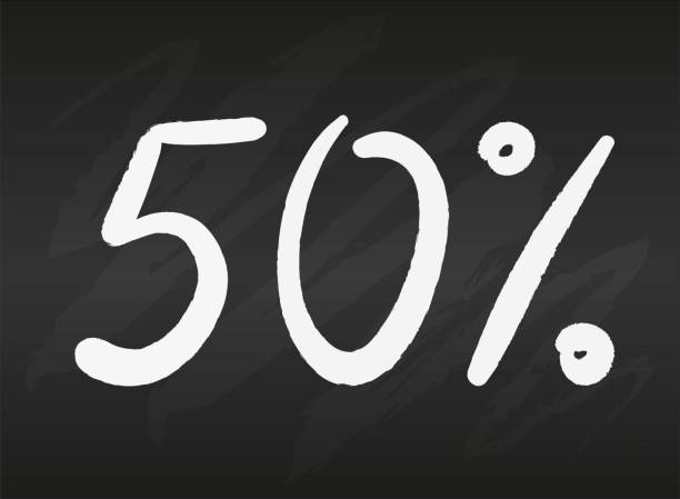 istock 50 fifty percent sign on black chalkboard Simple vector illustration 1310855913