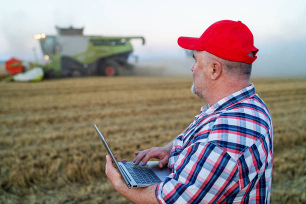 istock Agriculture: Farmer or rancher with Computer in a Wheat Field 1310858409