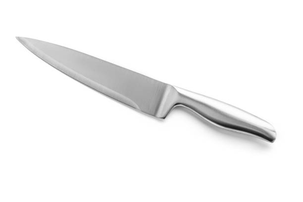 couteau de cuisine en acier. couteau professionnel de chef d’isolement sur le fond blanc. - couteau de cuisine photos et images de collection