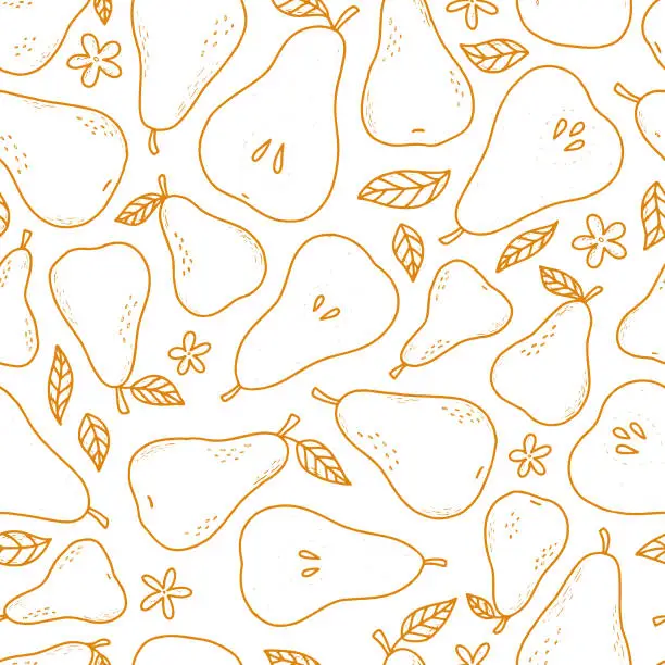 Vector illustration of seamless pattern with orange pears