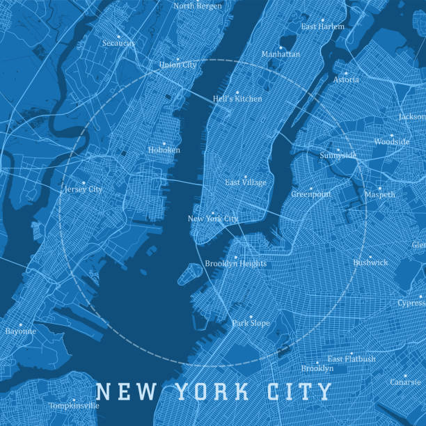 new york city ny city peta jalan vektor teks biru - new york city new york ilustrasi stok