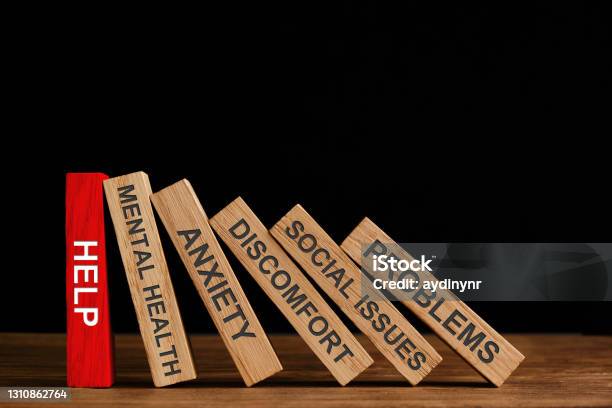 Help Me In Block Red Help Wooden Block Stops Other Blocks From Falling Stock Photo ...