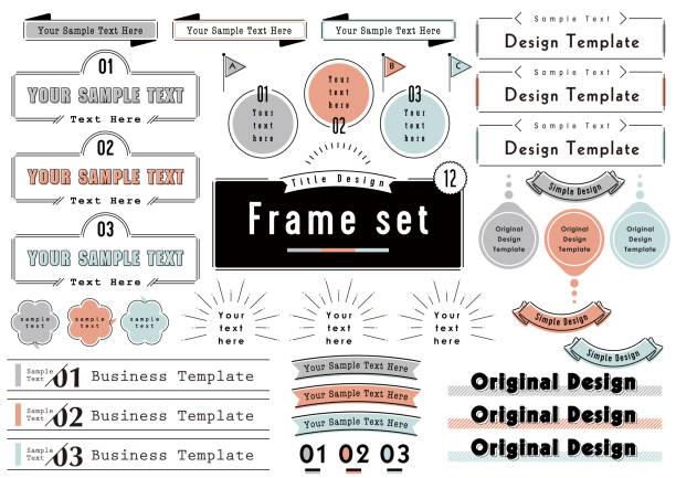 ilustrações de stock, clip art, desenhos animados e ícones de 3 color title design frame set - newspaper headline