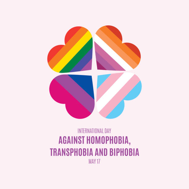 International Day Against Homophobia, Transphobia and Biphobia vector Different pride flag in heart shape icon set. Day Against Homophobia, Transphobia and Biphobia Poster, May 17. Important day lgbtqia pride event stock illustrations