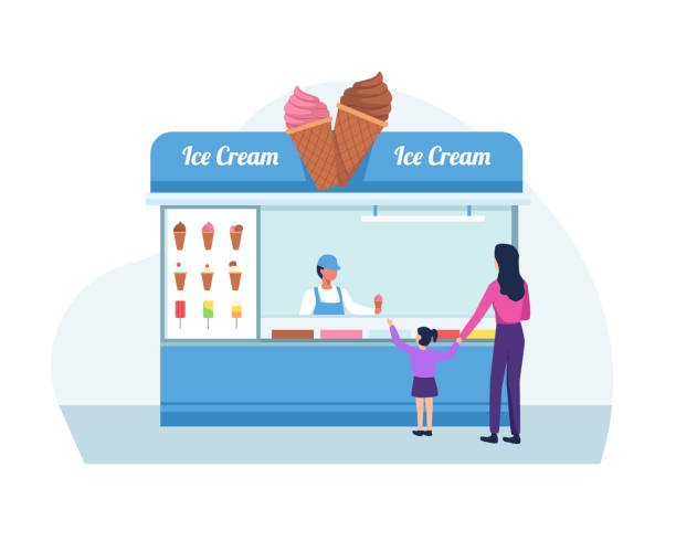 illustrations, cliparts, dessins animés et icônes de concept de magasin de crème glacée - ice cream parlor