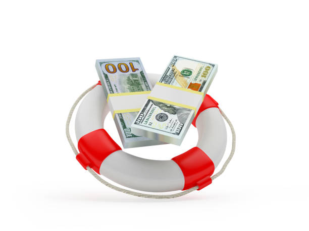 istock Lifebuoy with dollar bills. 1310873035