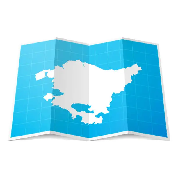 Vector illustration of Basque Country map folded, isolated on white background